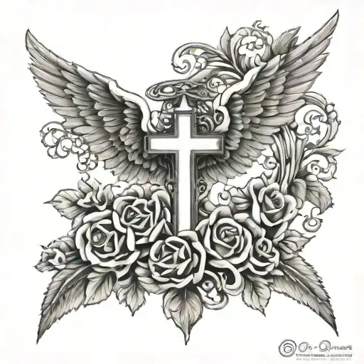 lords prayer with angel tattoo design idea