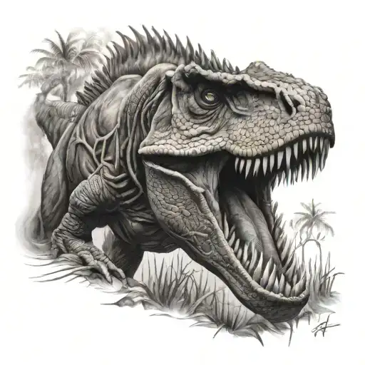 trex and spinosaurous tattoo design idea