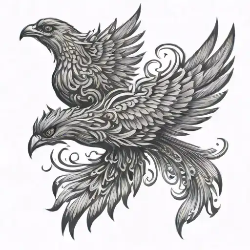 phoenix bird flying tattoo design idea
