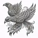 phoenix bird flying tattoo design idea