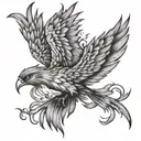 phoenix bird flying tattoo design idea