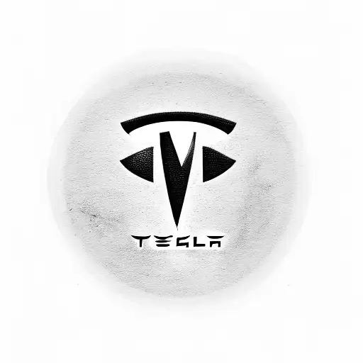 Tesla logo combined with a vintage car tattoo design idea
