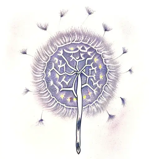 dandelion with tree of life tattoo design idea