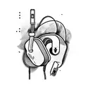 gamer control , head phones , thunder lightning, smoke  tattoo design idea