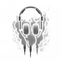 gamer control , head phones , thunder lightning, smoke  tattoo design idea