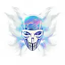 vendetta mask , cloud , thunder tattoo design idea