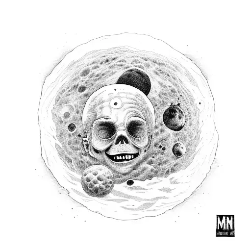 kid cudi man on the moon album cover with a brain in it tattoo design idea
