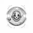 kid cudi man on the moon album cover with a brain in it tattoo design idea