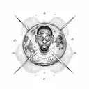 kid cudi man on the moon album cover with a brain in it tattoo design idea