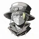 Naruto forehead protector + dragon ball with 4 stars + Luffy's straw hat tattoo design idea