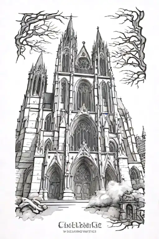 gothic cathedral tattoo design idea