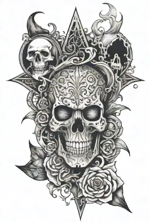 dark spooky elements tattoo design idea