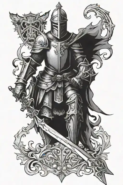 gothic knight king tattoo design idea