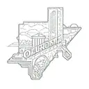 Oklahoma outline with Oklahoma State University logo and Oklahoma City Thunder logo involved tattoo design idea