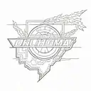 Oklahoma outline with Oklahoma State University logo and Oklahoma City Thunder logo involved tattoo design idea