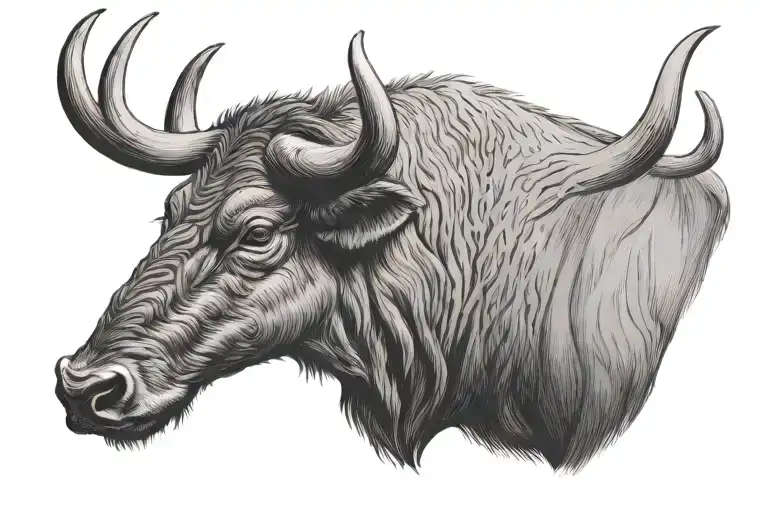 water buffalo, wild pig, red deer, rifle leaning tattoo design idea