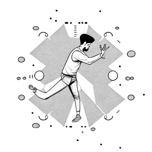 Raindrops forming a man dancing breakdance pose tattoo design idea