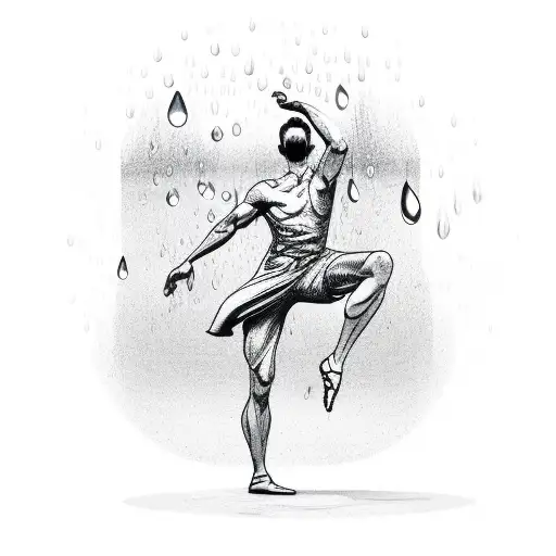Raindrops forming a man dance pose tattoo design idea