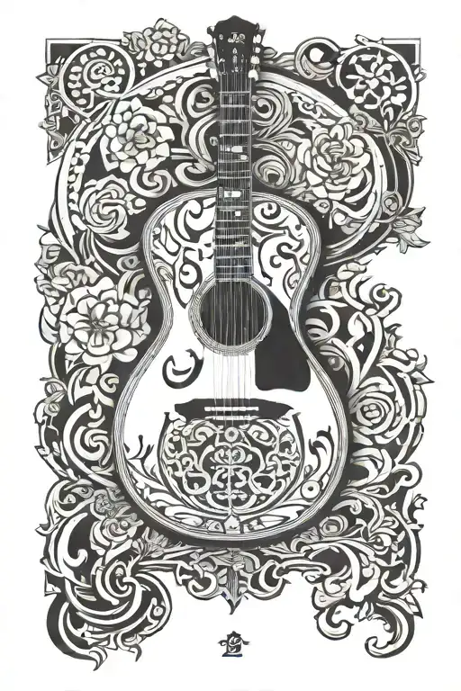 Gibson sj200 design with a penny coin as the soundhole  tattoo design idea
