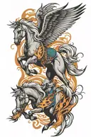 firebird and 3 horses tattoo design idea
