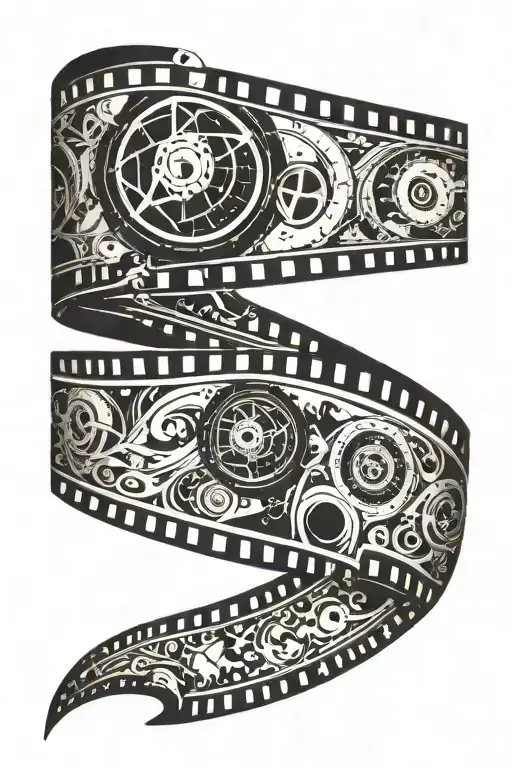 a movie film strip winding with space for a quote written tattoo design idea