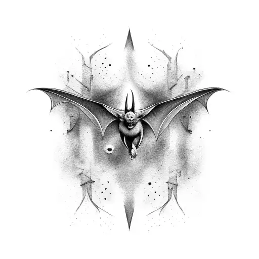 hanging bat torn wings tattoo design idea