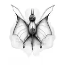 hanging bat torn wings tattoo design idea