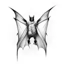 hanging bat torn wings tattoo design idea