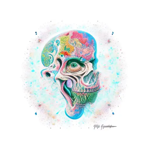 a figure surrounded by chaos with the quote "this too shall pass" tattoo design idea