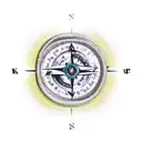 broken compass with king cobra on a trail in the mountains tattoo design idea