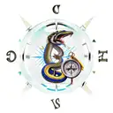 broken compass with king cobra on a trail in the mountains tattoo design idea