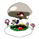 ALICE IN WONDERLAND SITTING ON A MUSHROOM tattoo design idea