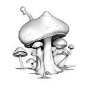 ALICE IN WONDERLAND SITTING ON A MUSHROOM tattoo design idea