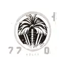 A software engineering-inspired beach scene with a binary code wave crashing against a palm tree tattoo design idea