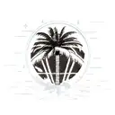 A software engineering-inspired beach scene with a binary code wave crashing against a palm tree tattoo design idea
