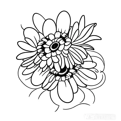 daisy and violet flower tattoo design idea