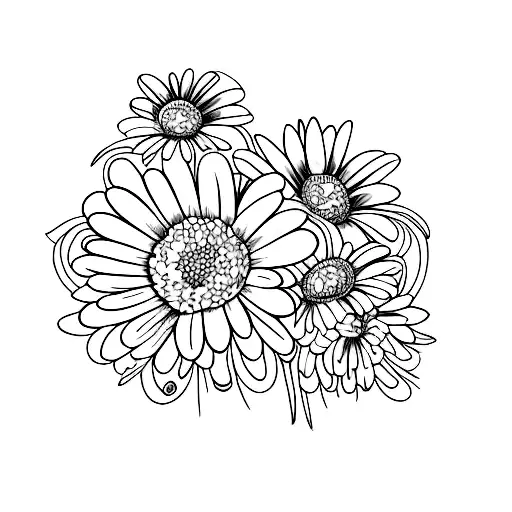daisy and violet flower tattoo design idea