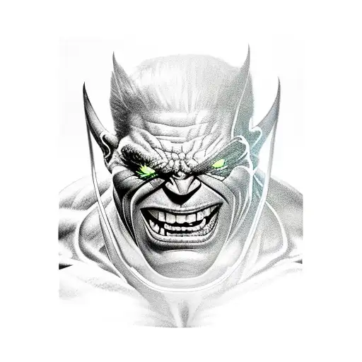 Incredible Hulk breaking through steel wall tattoo design idea