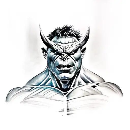 Incredible Hulk breaking free tattoo design idea