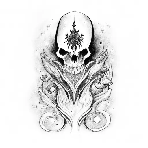 dark flowe magic wizard tattoo design idea