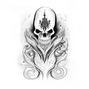 dark flowe magic wizard tattoo design idea