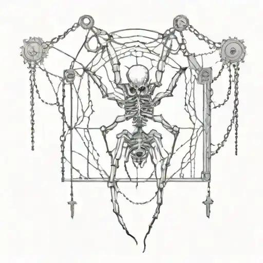 spiders, chains, cemetery,skeleton tattoo design idea