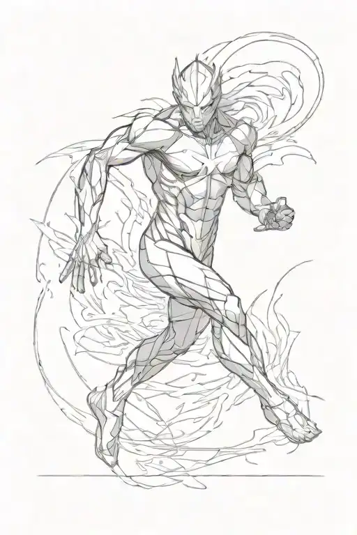thunderbolt includes runner sprinting tattoo design idea