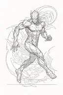 thunderbolt includes runner sprinting tattoo design idea