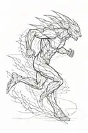 thunderbolt includes runner sprinting tattoo design idea