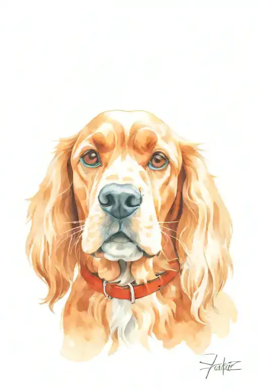 An American Cocker Spaniel dog with an orange coat and a middle-aged tabby cat with an orange coat, both with their face tattoo design idea