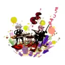 Sukuna and Yuji Itadori facing off with musical instruments floating around  tattoo design idea