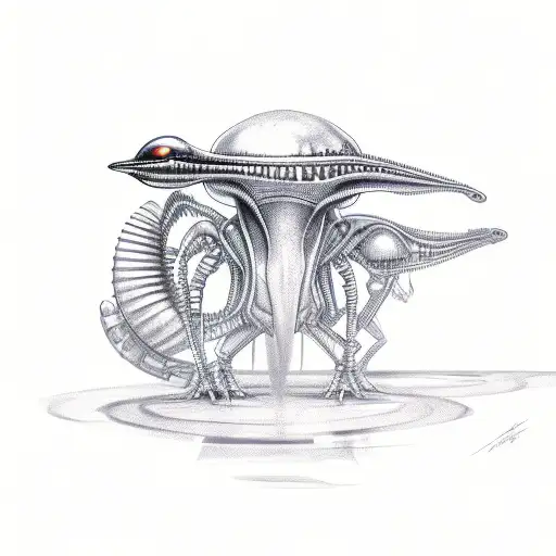 alien sitting on ferrari tattoo design idea