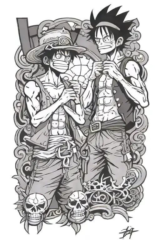 luffy and ace tattoo design idea