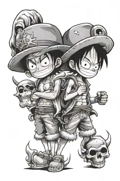 luffy and ace tattoo design idea